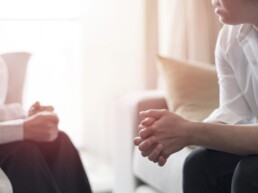 Image of counsellor having session with her patient at Evolve Counselling.
